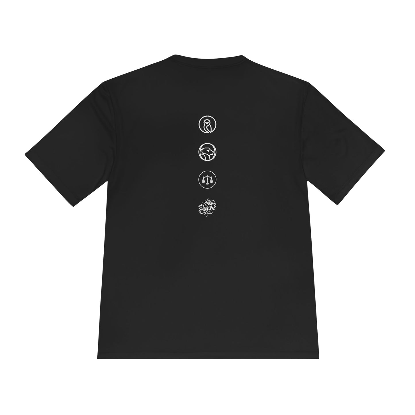 Unisex Moisture Wicking Tee - Wisdom Courage Justice Temperence