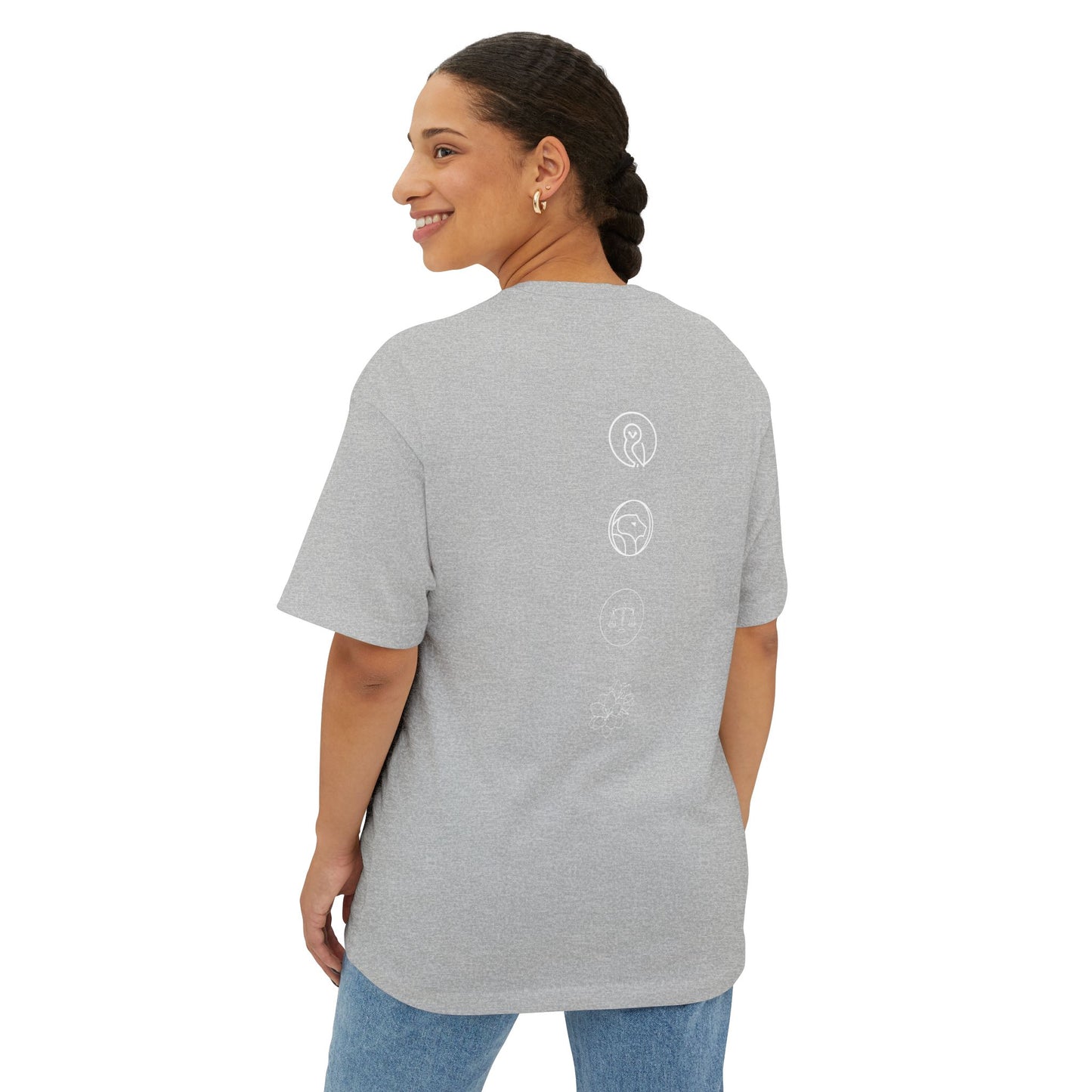 Unisex Oversized Boxy Tee - Wisdom, Courage, Justice, Temperance