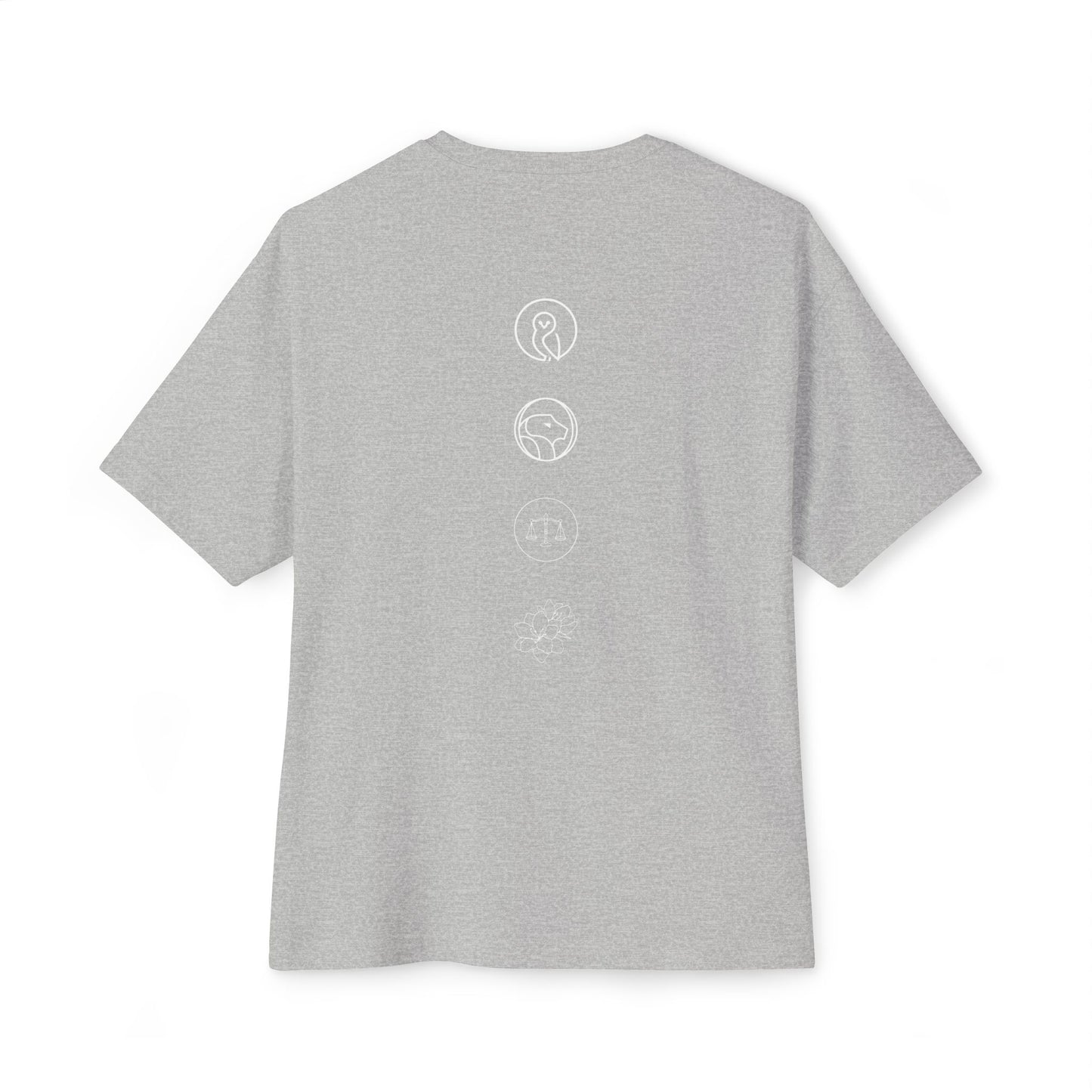 Unisex Oversized Boxy Tee - Wisdom, Courage, Justice, Temperance
