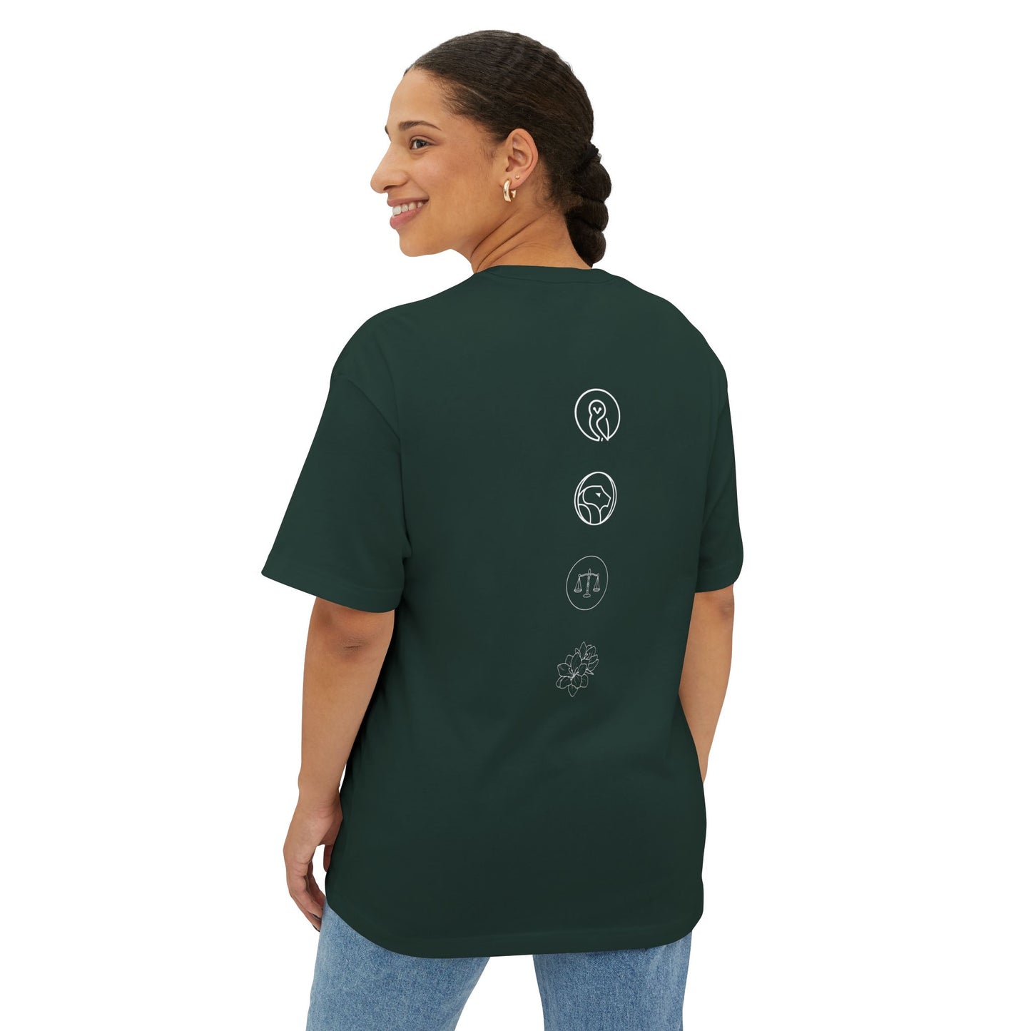 Unisex Oversized Boxy Tee - Wisdom, Courage, Justice, Temperance