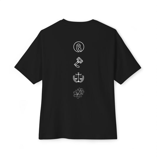 Unisex Oversized Boxy Tee - Wisdom, Courage, Justice, Temperance