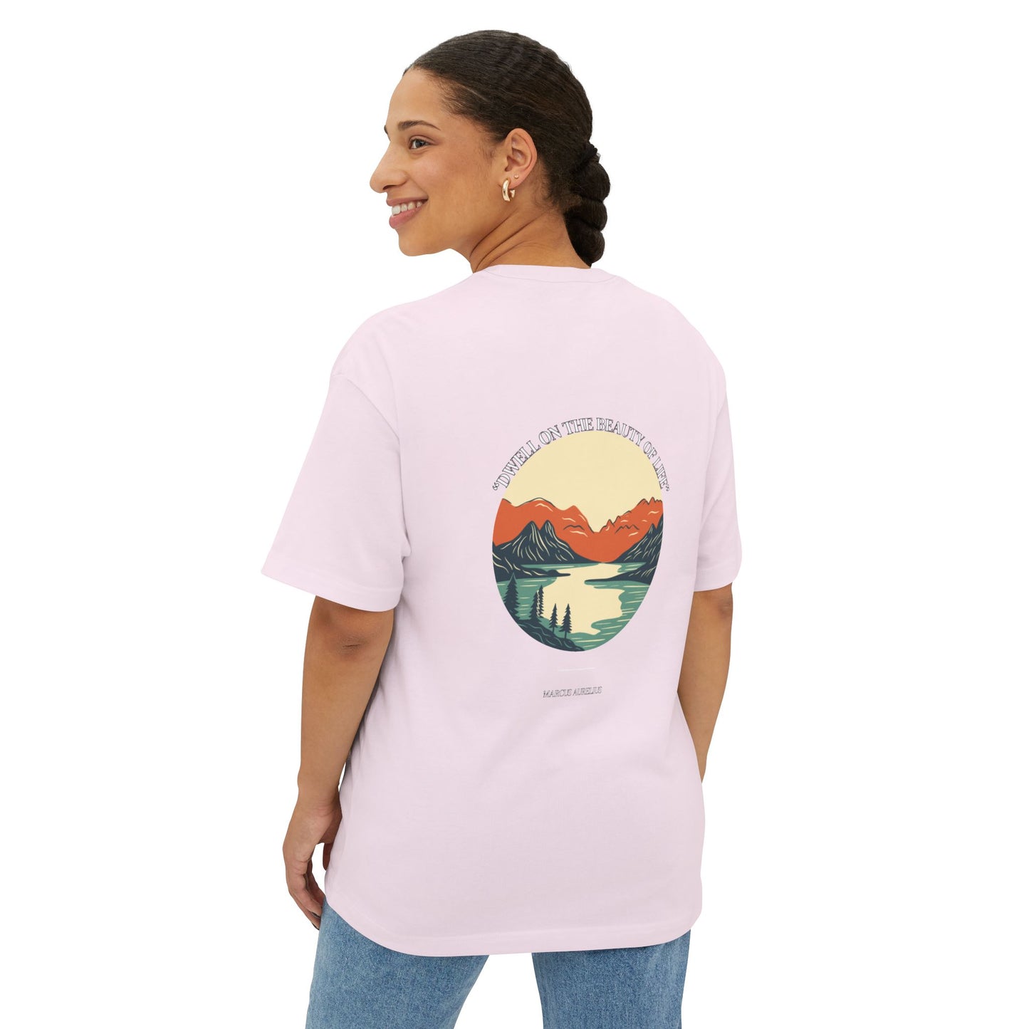 Unisex Oversized Boxy Tee - "Dwell on the beauity of life"