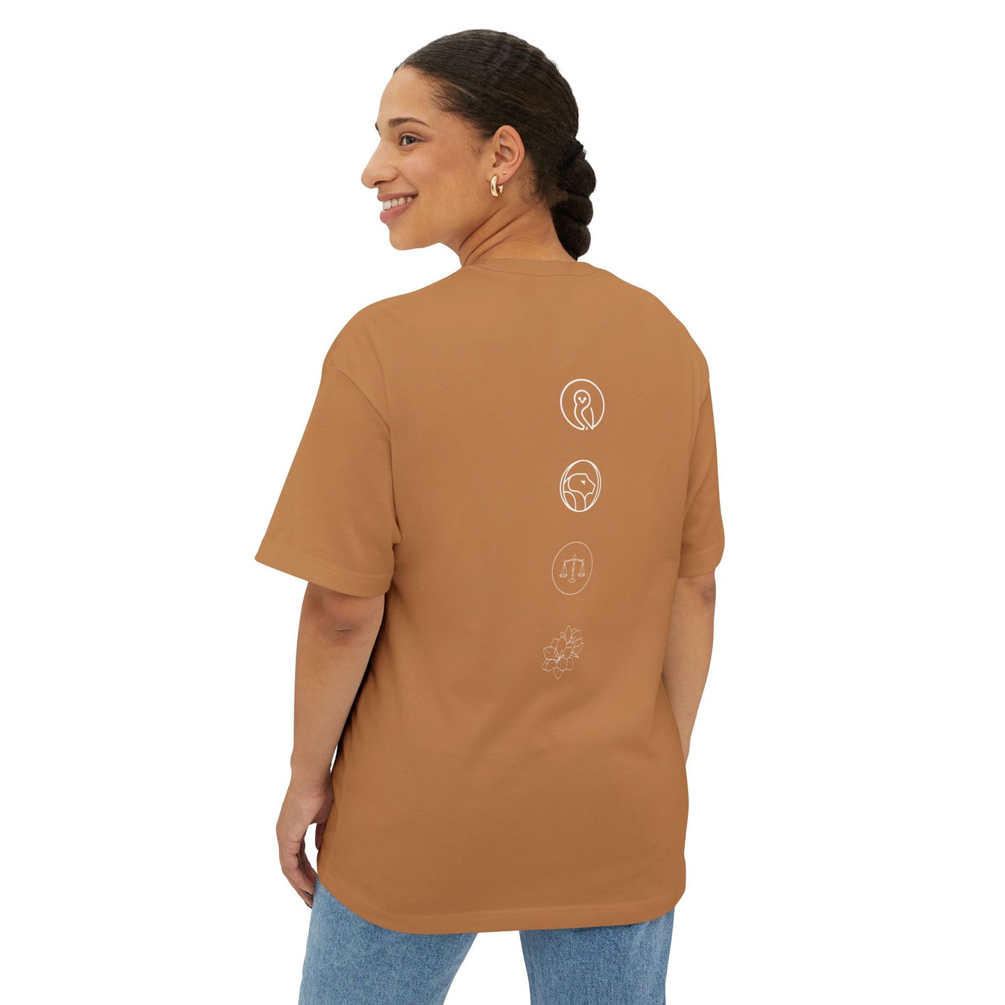 Unisex Oversized Boxy Tee - Wisdom, Courage, Justice, Temperance
